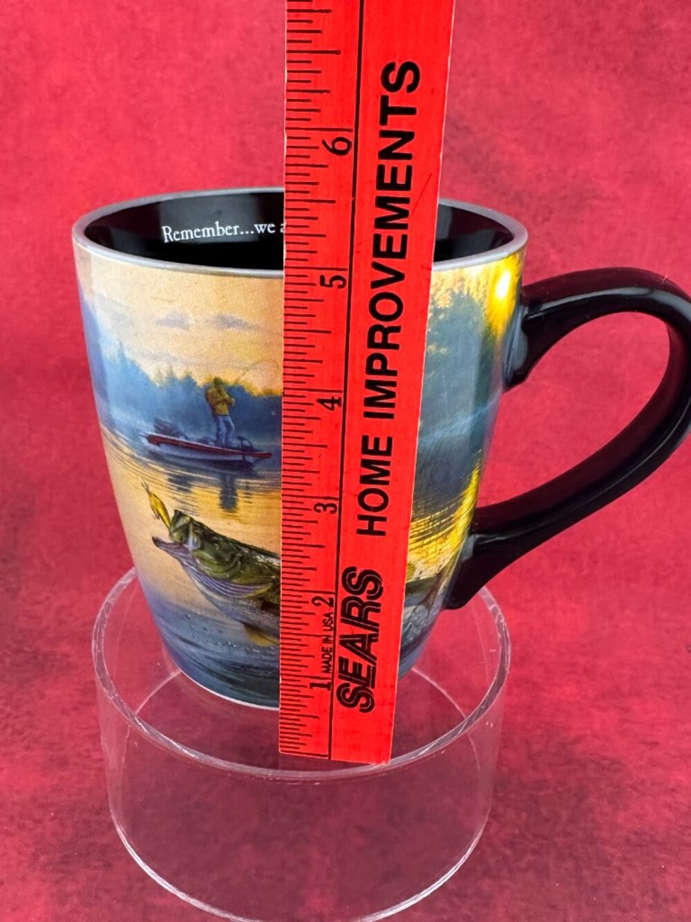 BASS PRO SHOPS CERAMIC COFFEE MUG "REMEMBER..WE ALL LIVE DOWNSTREAM" SLOGAN - Picture 6 of 7